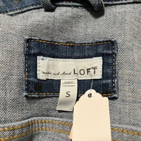 LOFT Polka Dot Jean Jacket Button Front Womens Size Medium - Picture 4 of 4